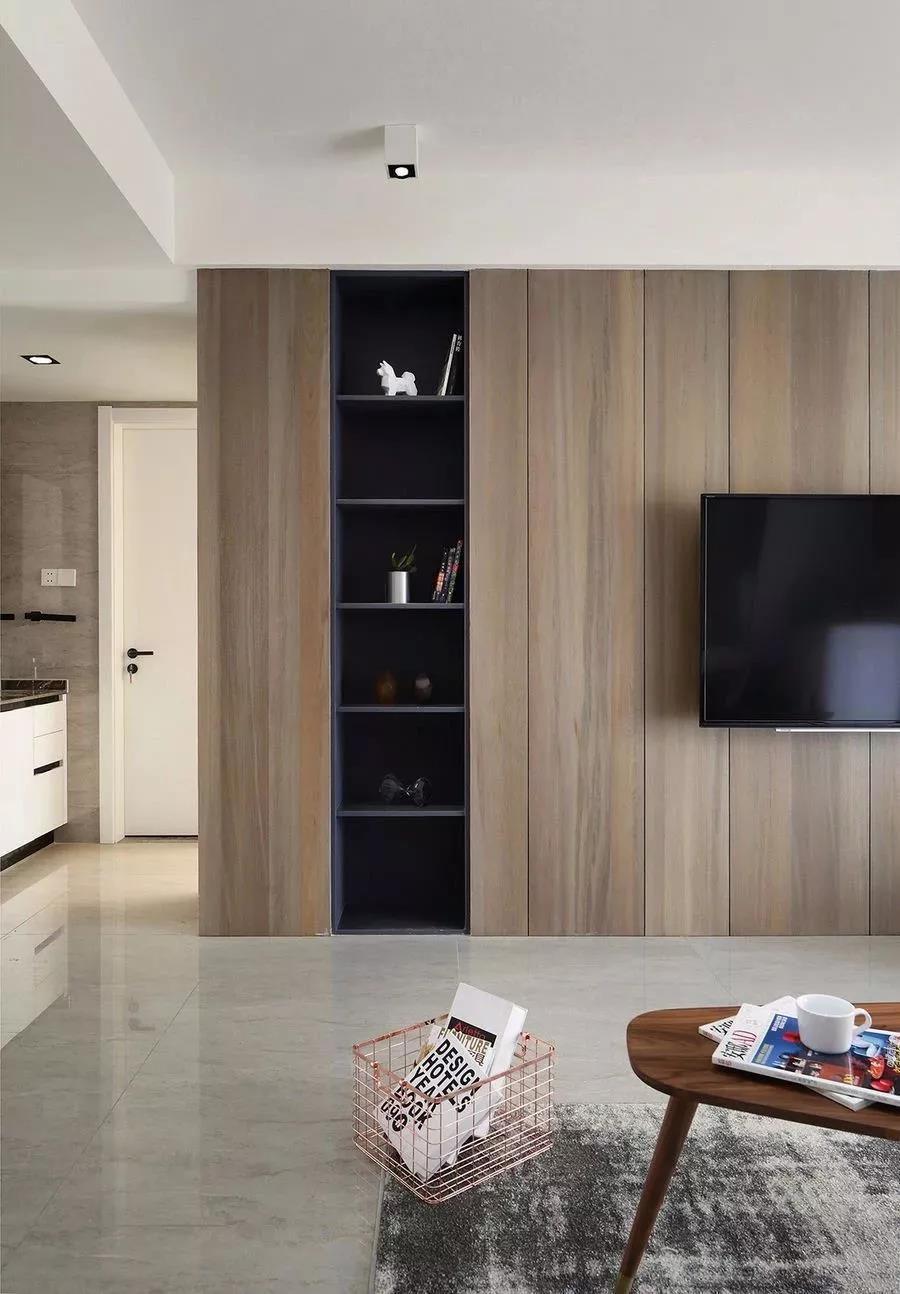 100平北歐風(fēng)小三房，原木電視墻輕松自然