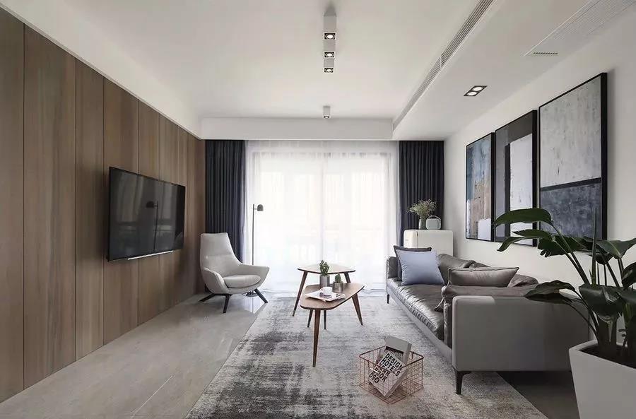 100平北歐風(fēng)小三房，原木電視墻輕松自然